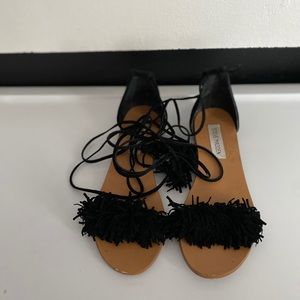 Laced up black sandals